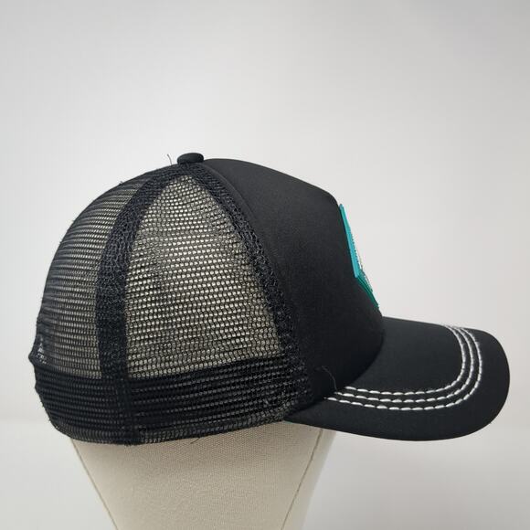 Roxy Snapback Mesh Back Trucker Hat Black One Size Logo Patch Outdoor - Picture 5 of 9